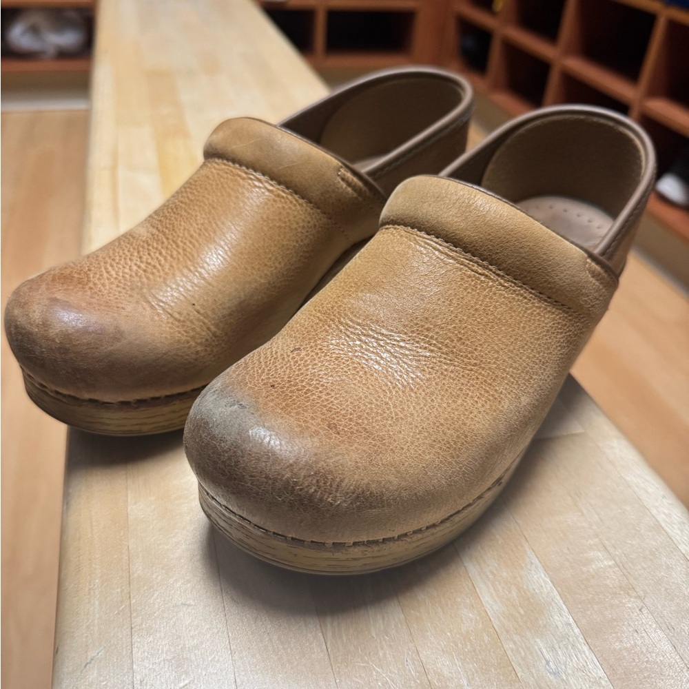 Dansko Honey Distressed Leather Clogs